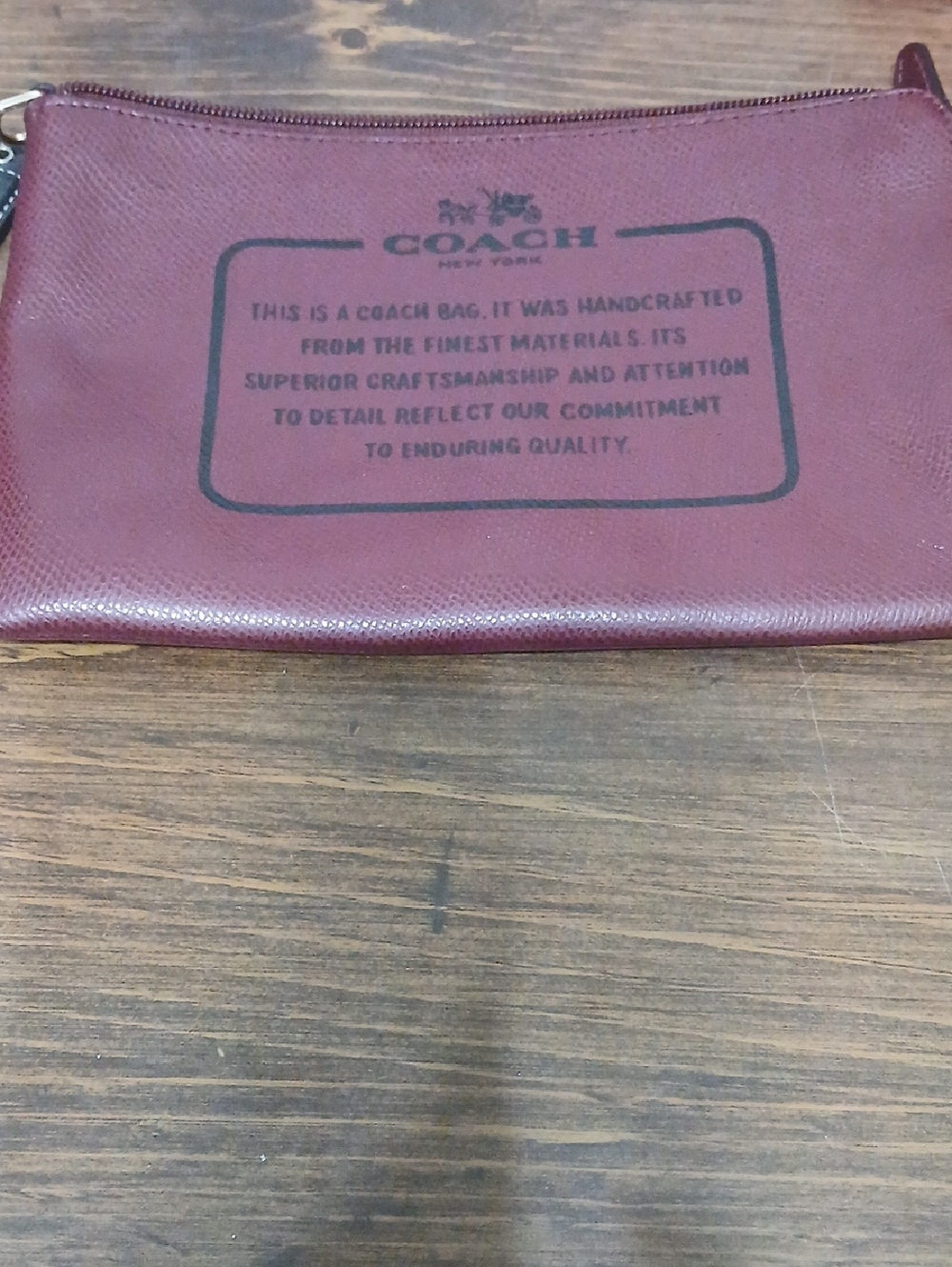 COACH Burgundy Leather Logo Zip Pouch